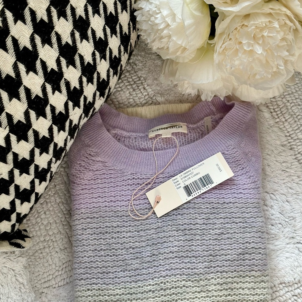 Rebecca Taylor Long Sleeve Ombre Pullover Sweater Combo Color Size S